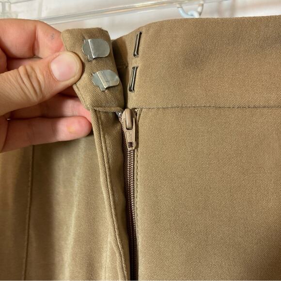 H&M Hennes Faux Suede Tan Wide Straight Leg Mid Rise Trousers Slacks Dress Pants - Picture 7 of 10